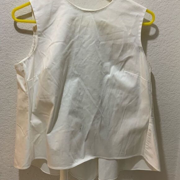 Iris & Ink Top white top size  8 US /12 UK strapless asymmetrical back pleated - Picture 2 of 9